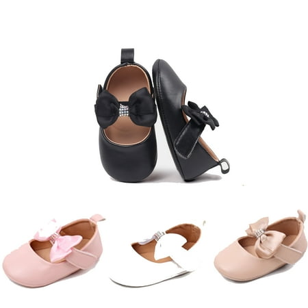 Baby Sweetie Baby Girl Cute Mary Jane Flats Bow Non-slip Soft Soles Princess Shoes First Walking Shoes Wedding Dress Shoes