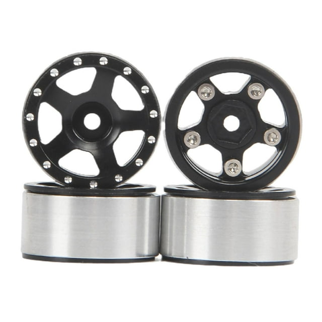4x Llantas de metal con bloqueo de cuentas para bujes de coche RC SCX24 Xi Mi Jimny Negro B