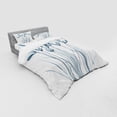 thumbnail image 2 of Ambesonne Flower Bedding Set 4 Pcs, Tulips with Solar Effect, Queen, Dark Petrol Blue White, 2 of 2