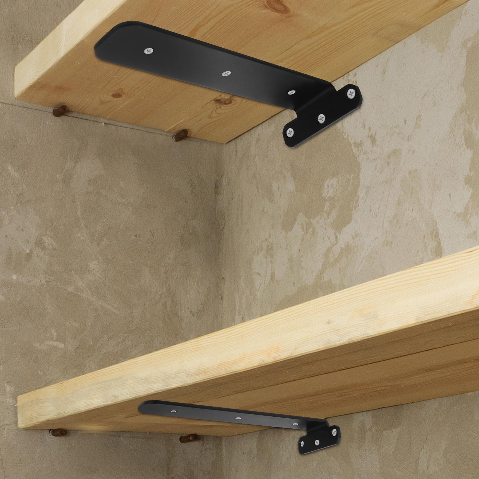 WHAMVOX Raindrops 2 Pcs Floating Shelf Brackets 25.00X5.00X3.50CM Black Color
