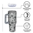 thumbnail image 4 of OBREWU Paw Prints and Bones Tumbler with Handle and Lid,Paw Prints and Bones 40oz Double Wall Vacuum Insulated Tumbler,Cups Gift for Women and Men, 4 of 7