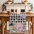 thumbnail image 2 of Table Runner 108 Inches Long for Kitchen Dining, Bunny Easter Dresser Scarf Farmhouse, Dining Table Decorations for Wedding/Parties, Eggs Plaid Spring Floral Black White Farmhouse 13 x 108 In, 2 of 8