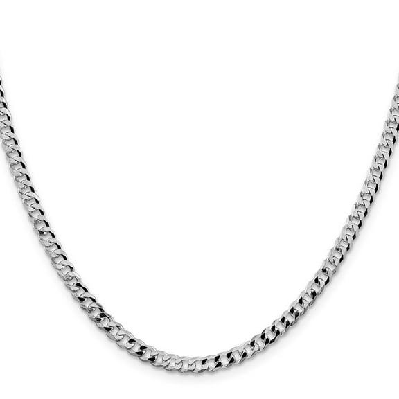 Diamond2Deal 925 Sterling Silver Rhodium-plated 4mm Beveled Curb Chain Necklace for Men 18"