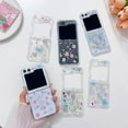 thumbnail image 5 of Lovely Flower Case for Samsung Galaxy Z Flip 5 Glitter Shiny Cover, Woman Case for Galaxy Z Flip 5 Pink Floral Print, Cute Butterfly Case for Z Flip 5 Clear Shockproof Girly Style (Flower F), 5 of 14