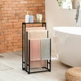 thumbnail image 1 of Toallero Independiente de 3 Niveles con Estante: Soporte Resistente para Secar Toallas para Baño, Lavadero y Dormitorio, Negro, 1 of 5