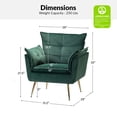 thumbnail image 6 of Accent Chair Set of 2 Tufted Cushion Padded Contemporary Classic Velvet Armchair Home Living Room Green, 6 of 8
