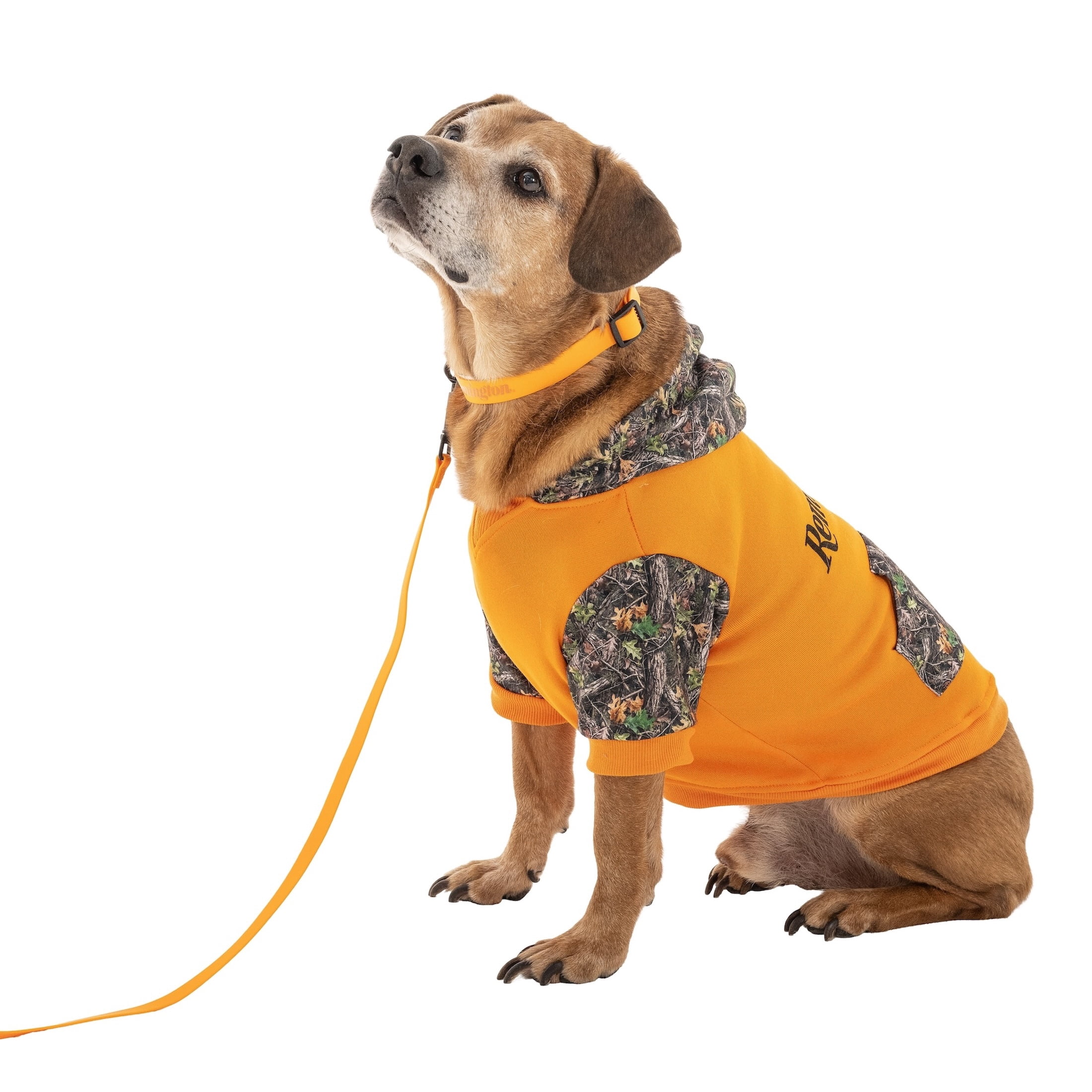 Remington Camo Logo Pet Hoodie for Dogs, Orange, Size M