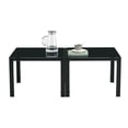 thumbnail image 3 of Coffee Table Set 2 pieces, Modern Minimalist Square Center Cocktail Table Set with Tempered Glass Finish, Industrial Metal Tea Table for Living Room Home Office, Black, 3 of 9