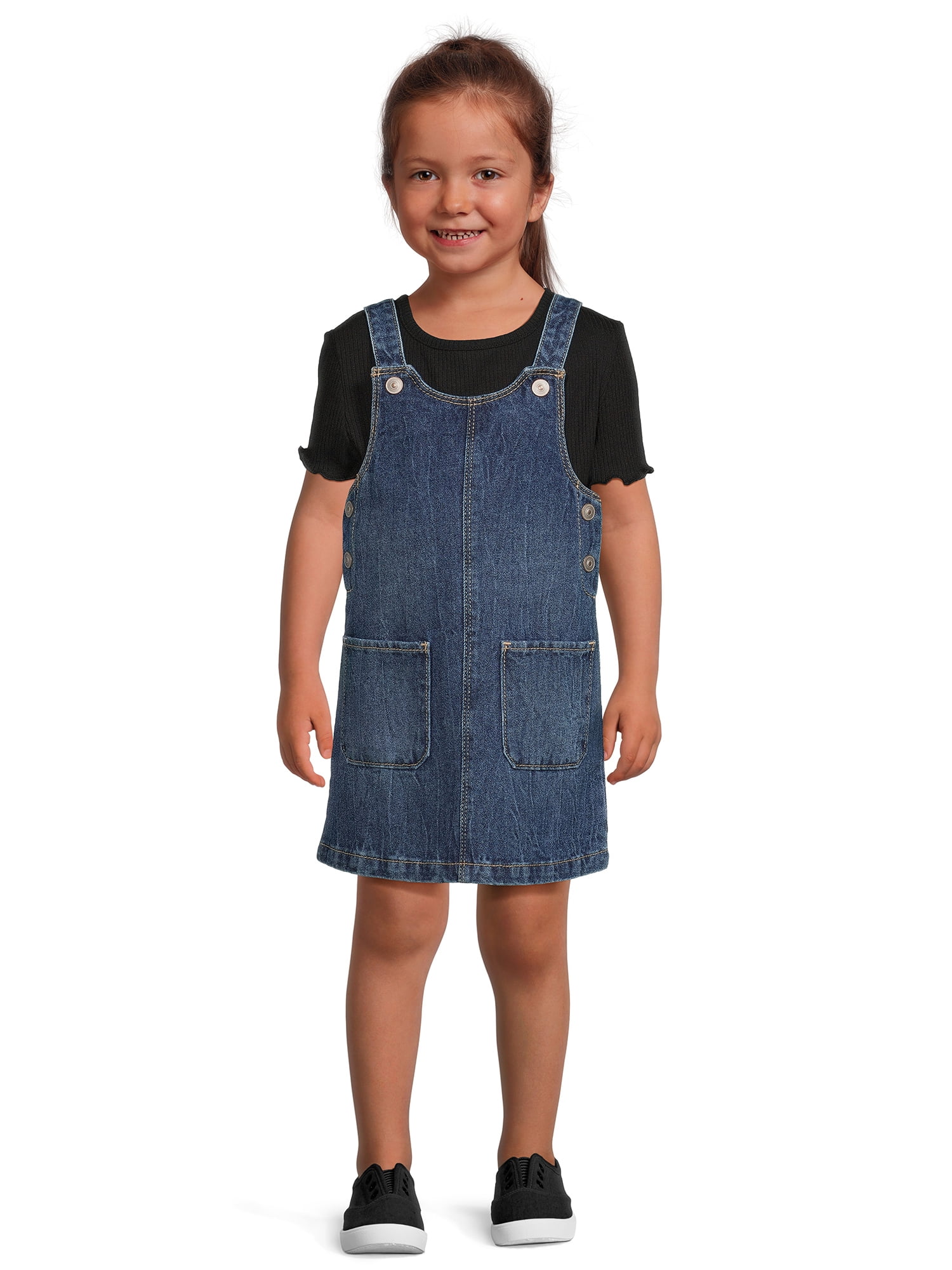 Wonder Nation Baby and Toddler Girls Jumper Dress, Sizes 12M 5T