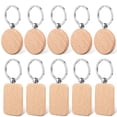 thumbnail image 1 of SHISUYAN 10 Pcs Blank Wooden Key Tag Keychains Rectangle and Round Shape Wood Pendant Keyrings, 1 of 9