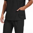 thumbnail image 3 of Homeyce Nursing Medical Uniform Scrub Set for Men V-Neck Top with Pockets and Elastic Waist Joggers,Black 2XL, 3 of 6
