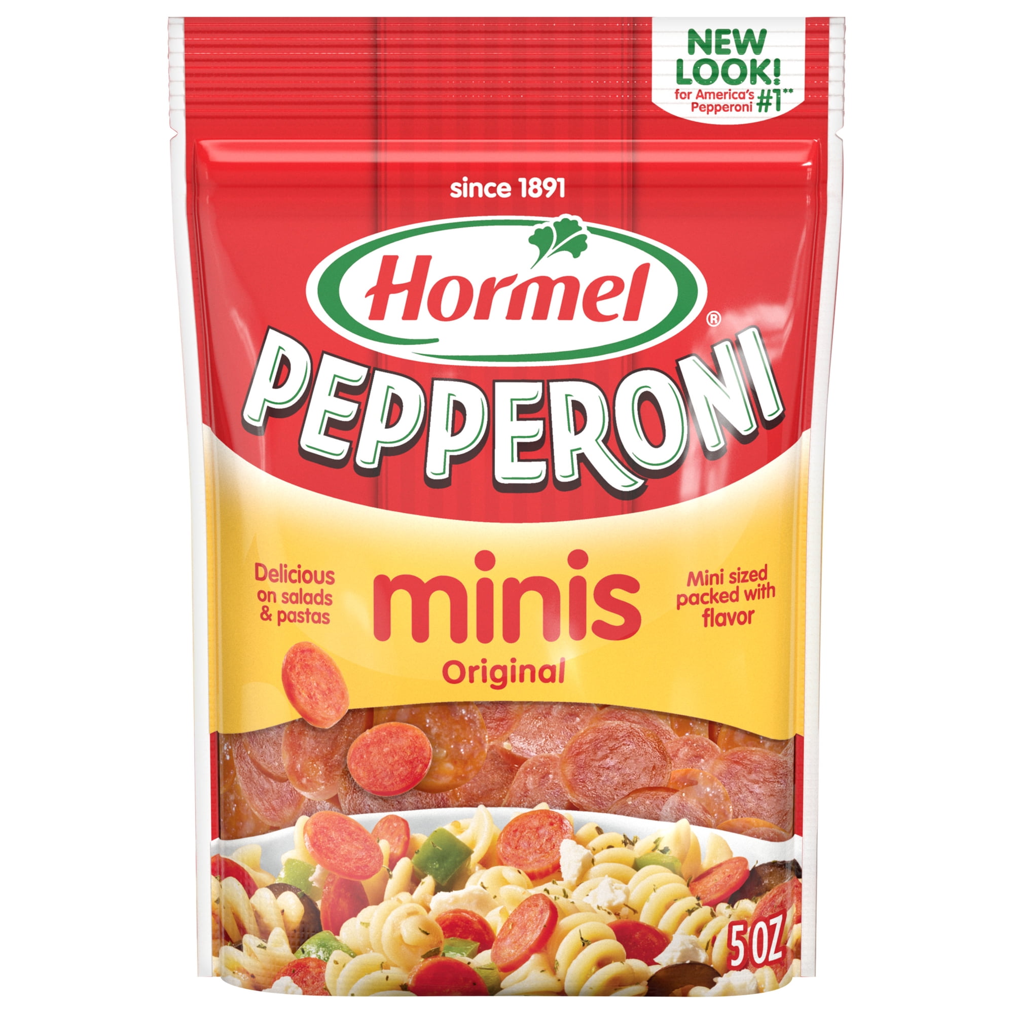 HORMEL Pepperoni Mini Slices, Pizza Topping, Gluten Free, Refrigerated, 5 oz Plastic Package