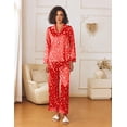 thumbnail image 3 of Ekouaer Womens Silk Satin Pajama Sets 2 Piece Sleepwear Pjs Set Long Sleeve Button Down Top and Pants Stripe Loungewear, 3 of 6