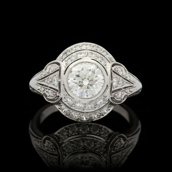 Silvago Jewel 14K White Gold Over Wedding Anniversary Ring - 1 Ct Round Cut Lab Created Diamond Ring for Women's - Vintage Wedding Anniversary Ring - Silver Diamond Beautiful Special Occasion Ring