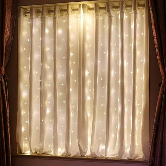 Perfect Holiday 96 LED Fairy Curtain Light - Battery Operated, Warm White for Bedroom, Kid's Room, Room Divider