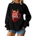 thumbnail image 2 of EchfiProm Oversized Merry Christmas Sweatshirts for Women Plus Size Sweatshirt Pullover Festive Funny Ladies Clothes, 2 of 5