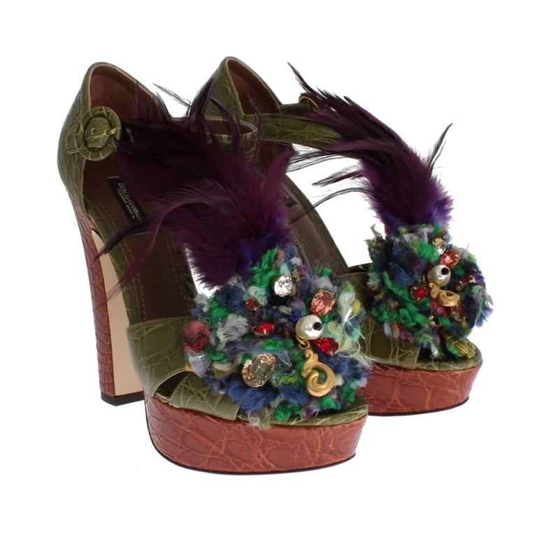 Dolce Gabbana Caiman Crocodile Leather Crystal Shoes  display picture 3