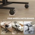 thumbnail image 4 of Bureau Debout à Hauteur Réglable avec Levage au Gaz, Table Mobile Portable pour Ordinateur Portable avec Roues et Crochet pour Écouteurs, 28 Pouces x 18,9 Pouces, Grain de Bois Noir, pour Bureau à Domicile, Chambre Ou Salon, 4 of 7