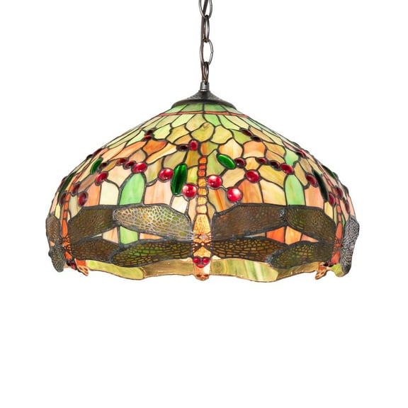 Meyda Lighting 16" Wide Tiffany Hanginghead Dragonfly Pendant