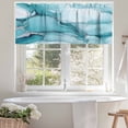 thumbnail image 4 of Marble Texture Valances for Windows, 42 x 18in, Blue Green Minimalist Lines Rod Pocket Kitchen Valance Curtain Light Filtering Window Treatments for Living Room Bedroom, 1 Panel, 4 of 7