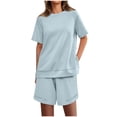 thumbnail image 1 of Yuyuzo Ensemble de Détente 2 Pcs pour Femmes Ensemble de Pyjama Décontracté à Manches Courtes et Shorts, 1 of 1