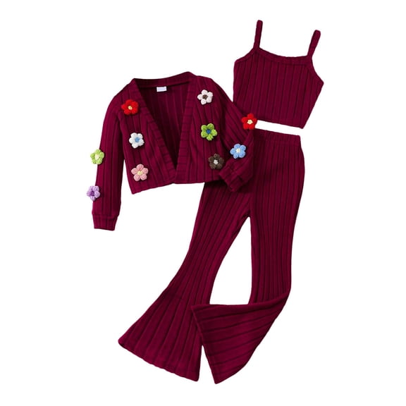 JUMEYU Baby Girls' Clothing Sets Winter Girls Clothes Long Seeve Shirts Top and Pants 2 Piece Fall Outfits Clothing Sets 4T 5T (Wine,4-5 Years)