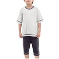 thumbnail image 2 of Juslio 2-Piece Kids Boys Modal T Shirts Tops+Elastic Waist Shorts Comfortable Breathable Outfits Sets 4-5Years, 2 of 6
