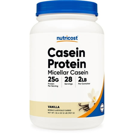 Nutricost Casein Protein Powder 2lb Vanilla - 100% Micellar Casein