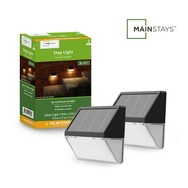 Mainstays 8 Lumen Solar Dusk to Dawn LED Step and Deck Light, 2 Pack