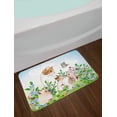 thumbnail image 2 of Cat Bath Mat, Cute Kittens in Flower Meadow Field Happy Cats Family with Butterfly Kids Cartoon Print, Non-Slip Plush Mat Bathroom Kitchen Laundry Room Decor, 29.5 X 17.5 Inches, Multi, Ambesonne, 2 of 2