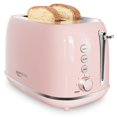 thumbnail image 1 of 2 Slice Toaster Retro Stainless Steel Toaster with Bagel Cancel Defrost Function and 6 Bread Shade Settings Bread Toaster Extra Wide Slot and Removable Crumb Tray (Pink), 1 of 5