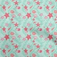 thumbnail image 1 of oneOone Silk Tabby Aqua Blue Fabric Beach Seashell Sewing Craft Projects Fabric Prints By Yard 42 Inch Wide, 1 of 4