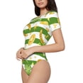 thumbnail image 2 of KLL Women 's Crew Neck Bodysuit Jumpsuits Watercolor St Patrick Day Print Short onesies Stretch T Shirts, 2 of 7