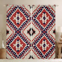 jejeloiu Southwestern Aztec Geometric Curtains Pack of 2 (42x84 Each),Rustic Western Boho Curtains Blackout,Beige Red Deepblue Bedroom Curtains For Teens,Ultra Soft Home Decor