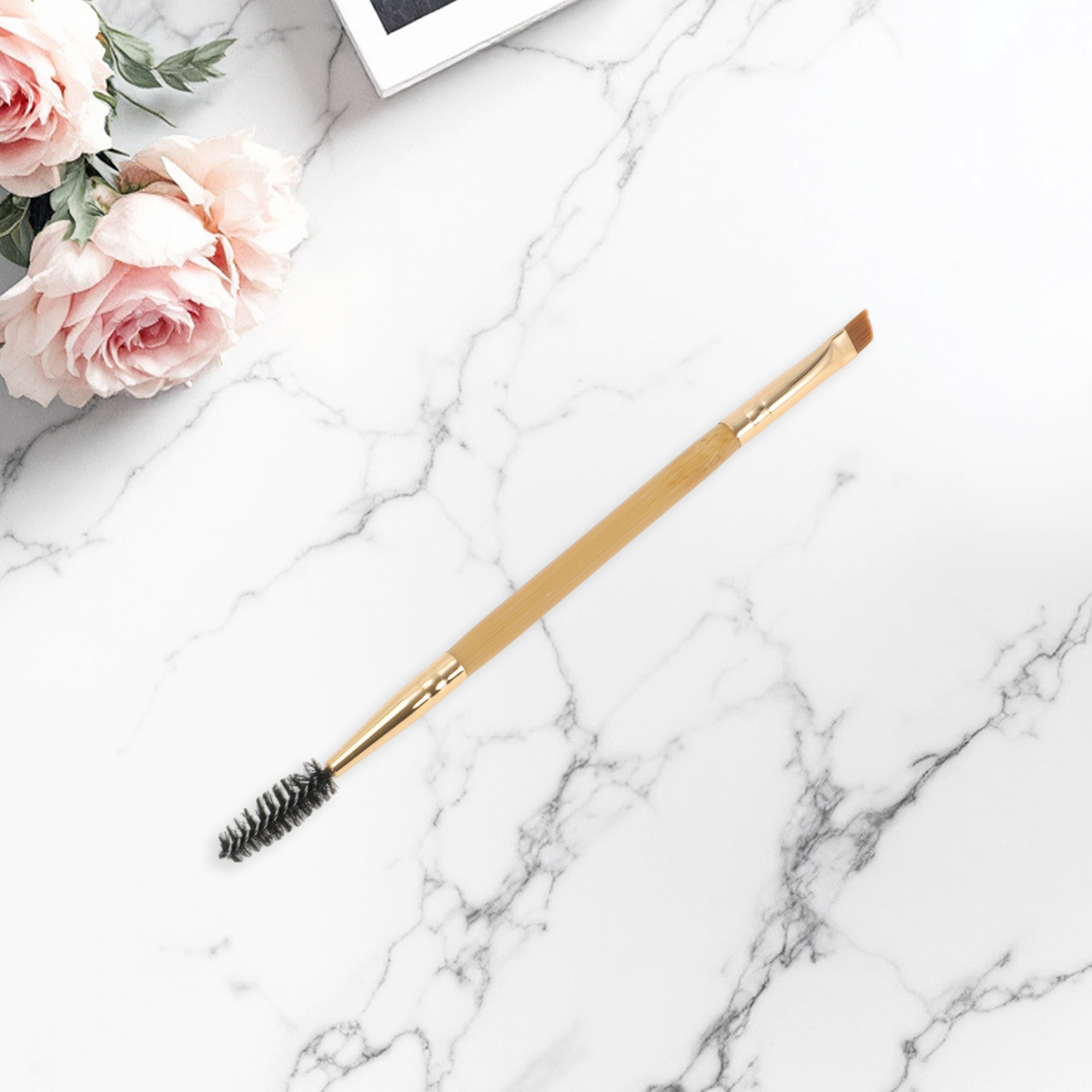 Unique Bargains 1 Pc Convenient Soft Nylon Bristles Eyelash Brush for Vacation Brown