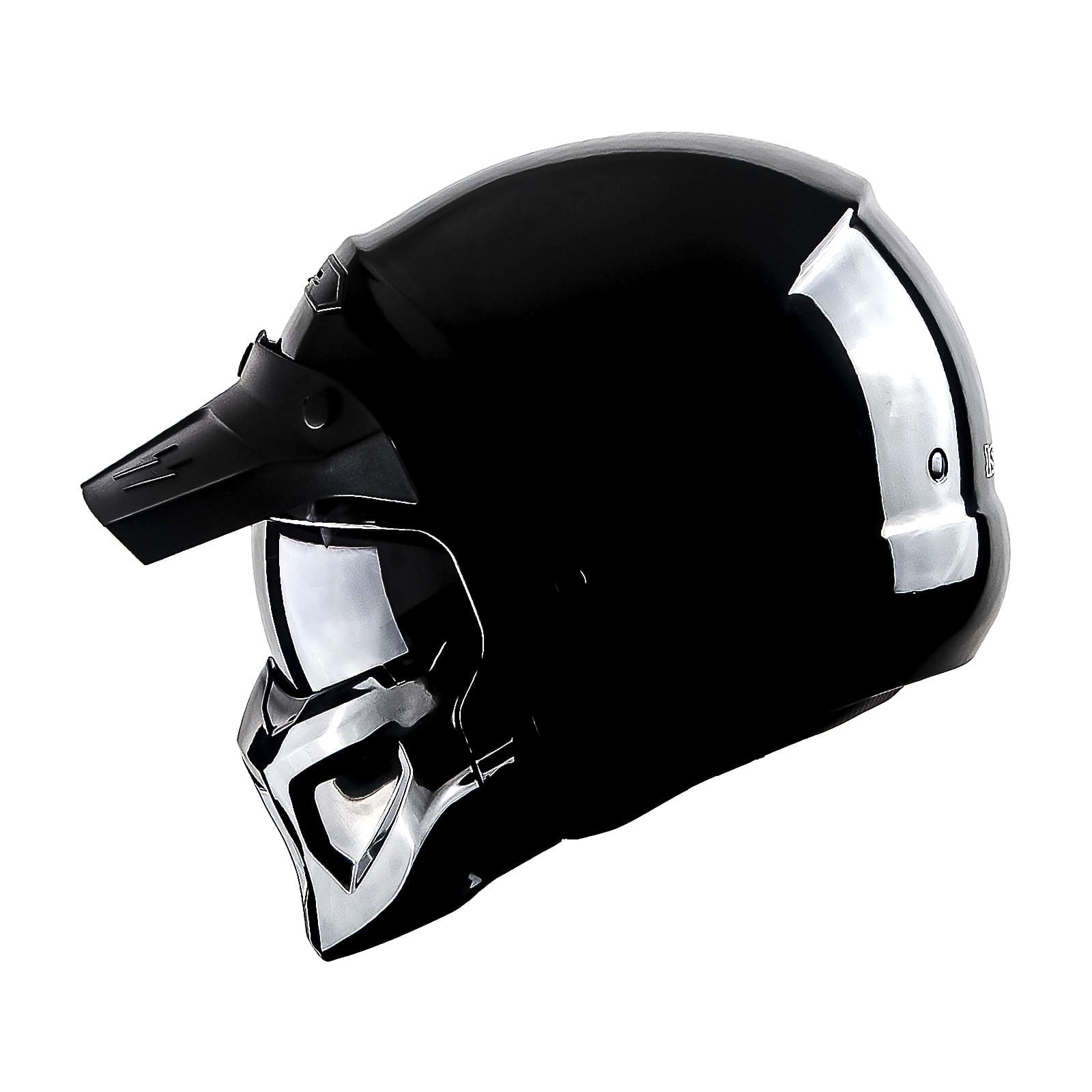 1Storm Motorcycle Full Face Helmet Open Face Helmet with Smoked Shield (Detachable Visor & Face Mask): HKY881S-E Glossy Black