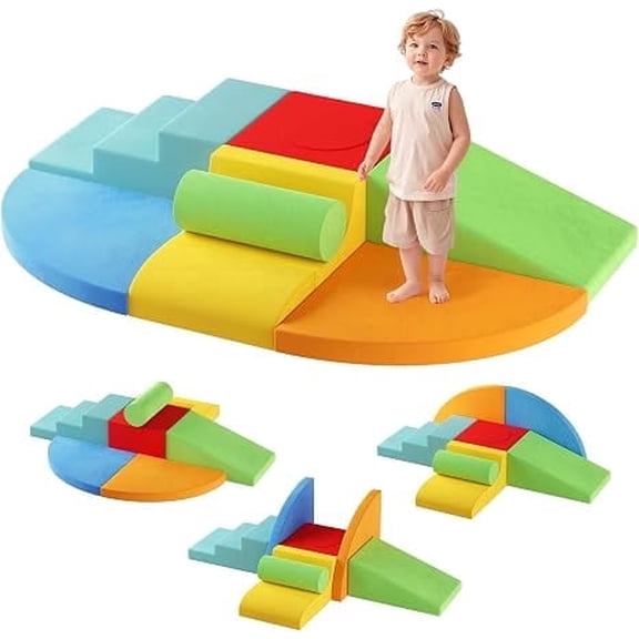 XYADX 8-Piece Foam Climbing Blocks for Toddlers, Soft Modular Indoor Climber Play Set with Non-Slip Base for Crawling, Climbing and Active Play