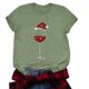 thumbnail image 4 of Gibobby Tops navideños para Mujer Camiseta para mujer, camisetas casuales con estampado navideño, camisetas de manga corta con cuello redondo, blusa tipo túnica(Verde,G), 4 of 5