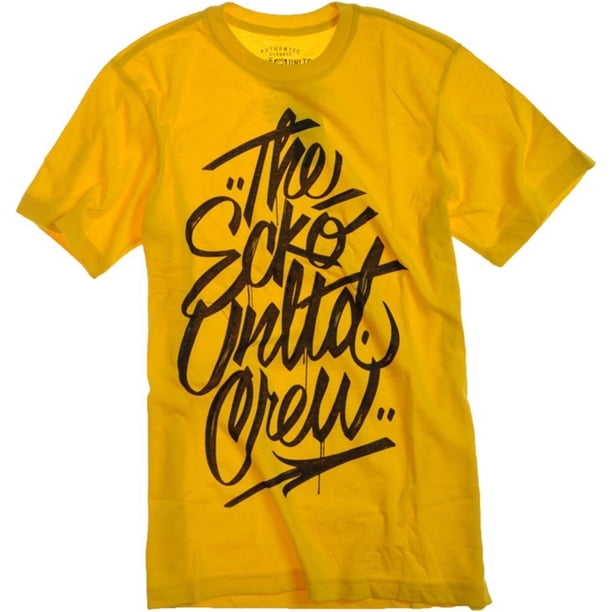 Ecko Unltd. Camiseta estampada con cuello redondo Street Script T para hombre, amarillo, mediano