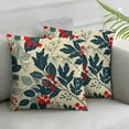 thumbnail image 3 of Shangniulu Christmas Pillow Covers 2 Pcs, Navy Blue Red Floral Decorative Throw Pillows for Couch, Xmas Flower Outdoor Decor Pillowcase Cushion Cover for Bed Sofa White, 3 of 7