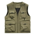 thumbnail image 1 of Men's Work Vest for Men Solid Multi Pocket V Neck Sleeveless Fleecing Outdoor Vest, 1 of 2