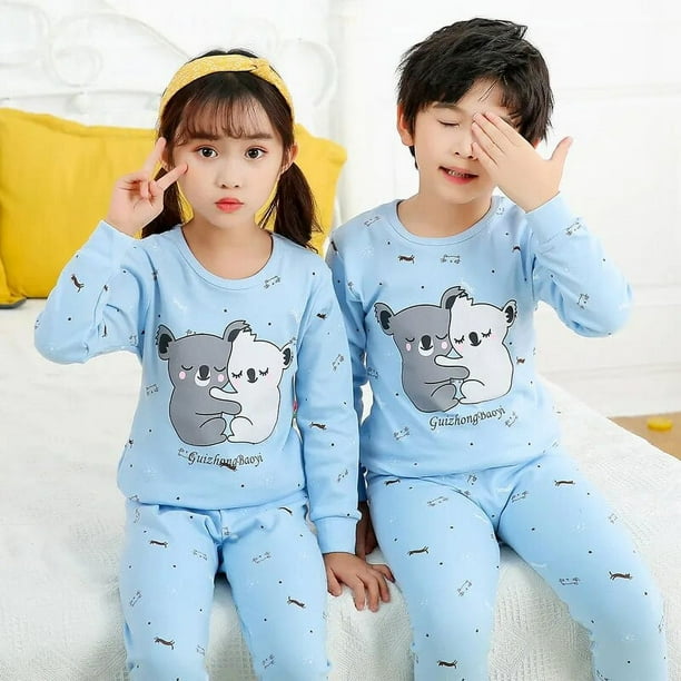 Conjunto de pijamas de invierno para ninos ropa de dormir navidena de algodon para ninas pijamas de animales ropa de dormir para el hogar para ninos de 4 6 8 10 y