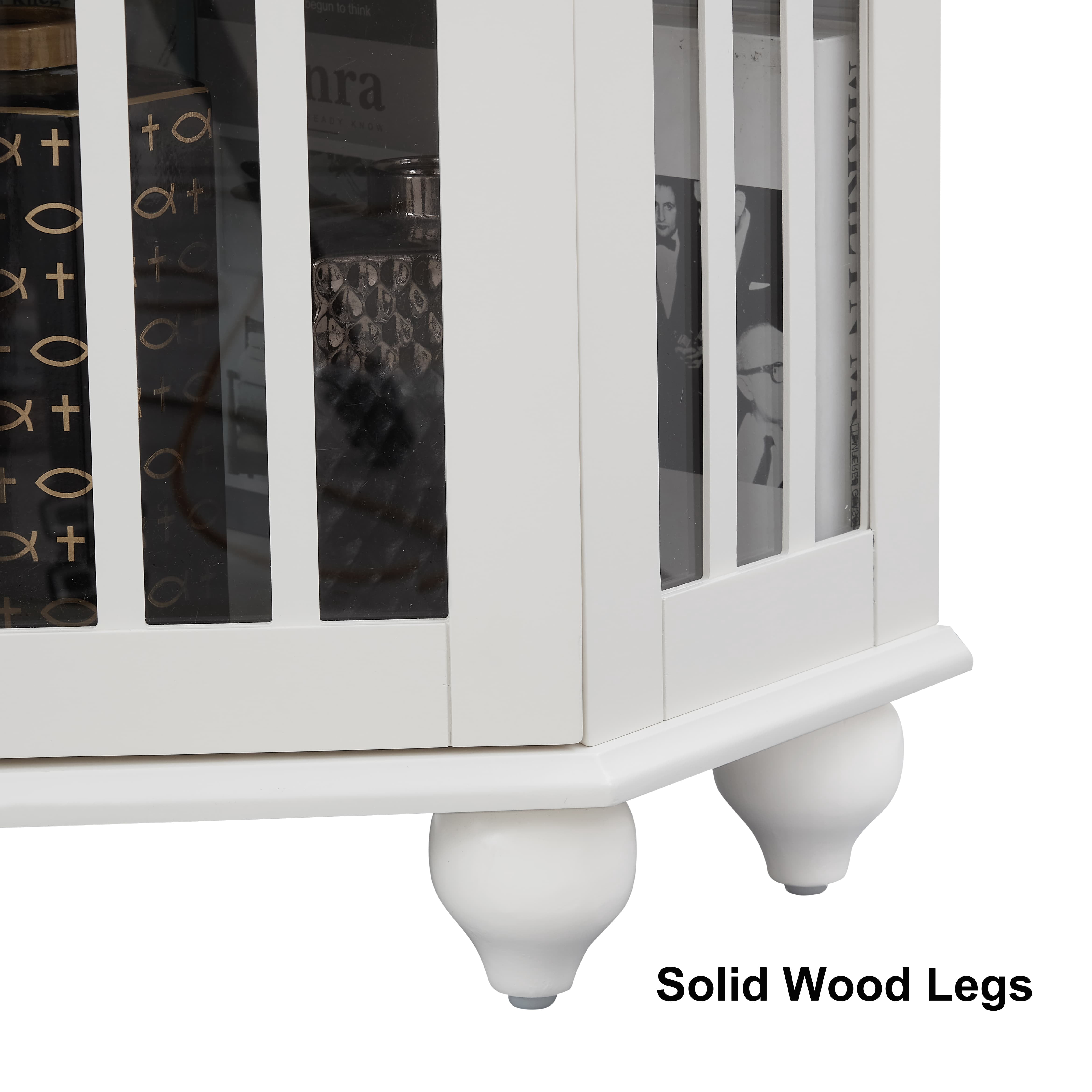 mayceyee Lighted 3-Side Corner Cabinet, 72" Tall Curio Display Cabinet with 4 Adjustable Tempered Glass Shelves, Curved Wood Corner Storage Decoration Rack for Living room & Bedroom Loraine (White)