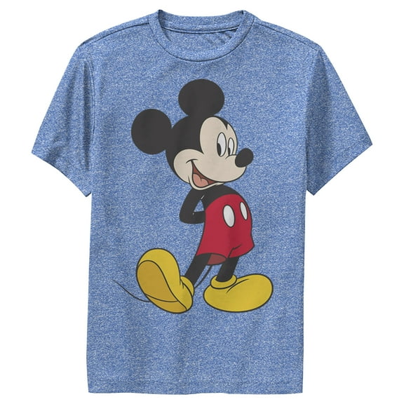 Boy's Mickey & Friends Smiling Mickey Mouse Portrait Performance Graphic Tee Royal Blue Heather Medium