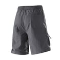 thumbnail image 3 of Men's Quick Dry Cargo Shorts, Elastic Drawstring Waist with Multi-Pockets,Breathable Workout Shorts, Lightweight Gym Running Shorts Dark Gray M, 3 of 8