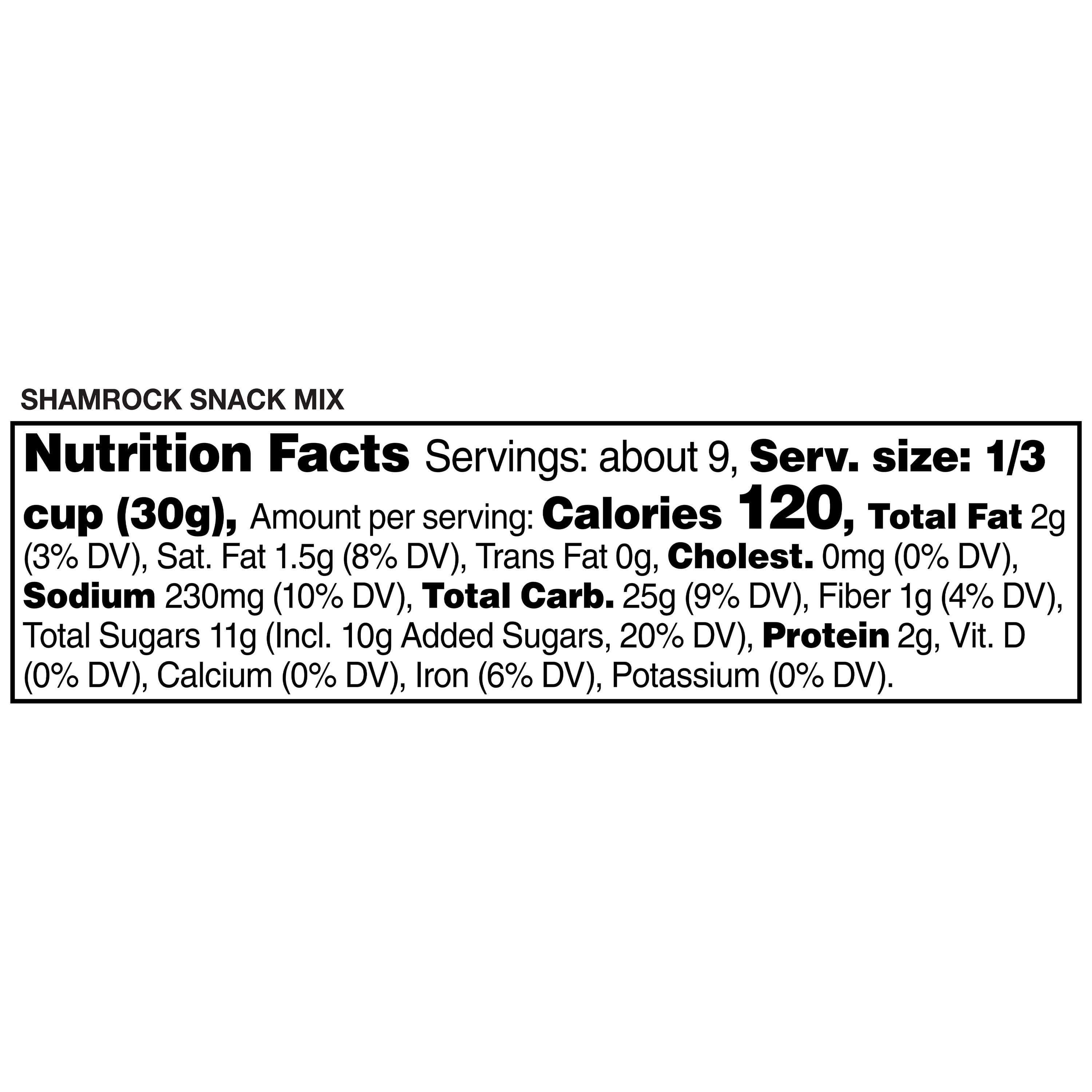 Freshness Guaranteed Shamrock Snack Mix, 9 oz, Reclosable Container