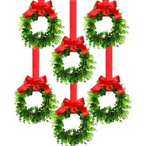 Peonyrain 12Pcs Christmas Kitchen Cabinet Wreaths with Ribbon Xmas Small Cabinet Wreaths Hanging Artificial Greenery Wreath for Door Window Chair Wall Christmas Decoration