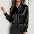 thumbnail image 6 of Women's Tops Dressy 2026 Bow Tie Neck Satin Shirts Long Sleeve Elegant Silk Blouses Dressy Casual Business Work Tops, 6 of 6