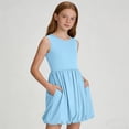 thumbnail image 4 of Tdoqot Girls Tank Dresses with Pockets- Casual Flowy Sleeveless Summer Kids Sundress Light Blue Size 5-14, 4 of 6