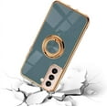 thumbnail image 6 of for Galaxy S21 Case with Ring, Built-in Rotation Finger Ring Kickstand Cover with Shiny Plating Rose Gold Edge Work with Magnetic Car Mount Slim Thin Bumper Case for Women Girls Gray, 6 of 14